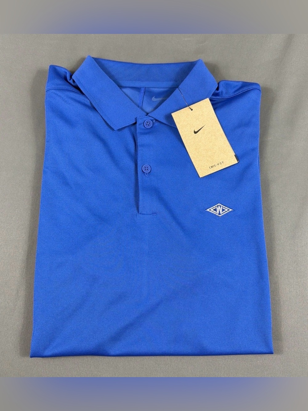 Nike Golf Shirt Polo Chest Logo Blue Polyester NWT MSRP $65